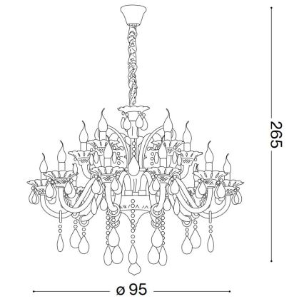 Ideal Lux - Kristalli-ketjukattokruunu COLOSSAL 15xE14/40W/230V halkaisija 95 cm kerma/kiiltävä kromi