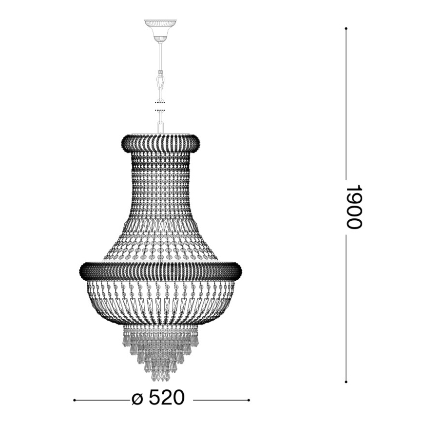 Ideal Lux - Kristalli-ketjukattokruunu DUBAI 10xE14/28W/230V halkaisija 52 cm kiiltävä kromi