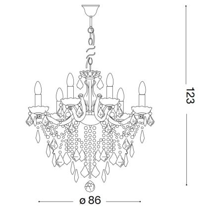 Ideal Lux - Kristalli-ketjukattokruunu FLORIAN 18xE14/40W/230V halkaisija 86 cm kulta