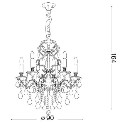 Ideal Lux - Kristalli-ketjukattokruunu GIOCONDA 12xE14/40W/230V halkaisija 90 cm kulta