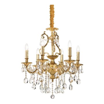 Ideal Lux - Kristalli-ketjukattokruunu GIOCONDA 6xE14/40W/230V halkaisija 62 cm kulta
