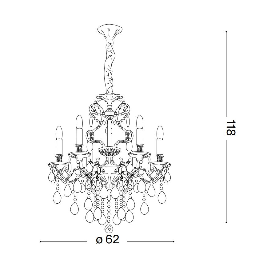 Ideal Lux - Kristalli-ketjukattokruunu GIOCONDA 6xE14/40W/230V halkaisija 62 cm kulta