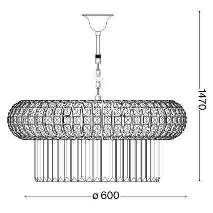 Ideal Lux - Kristalli-ketjukattokruunu NABUCCO 12xE14/40W/230V halkaisija 60 cm kulta