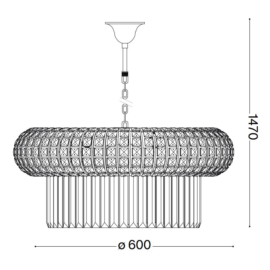 Ideal Lux - Kristalli-ketjukattokruunu NABUCCO 12xE14/40W/230V halkaisija 60 cm kulta