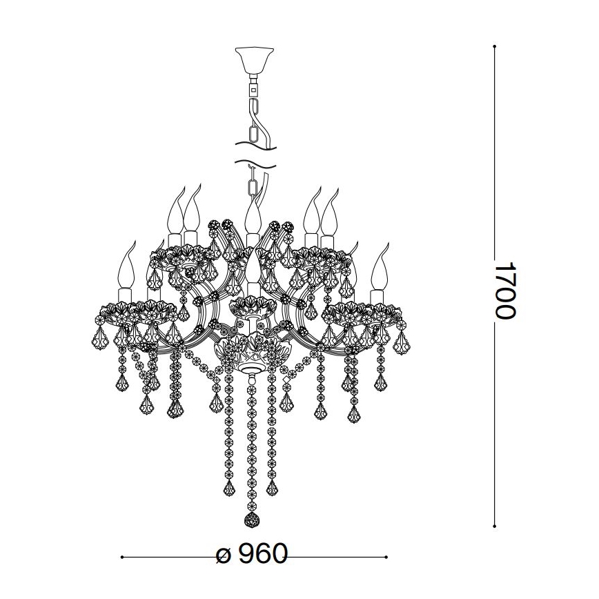 Ideal Lux - Kristalli-ketjukattokruunu NAPOLEON 18xE14/40W/230V halkaisija 96 cm kiiltävä kromi