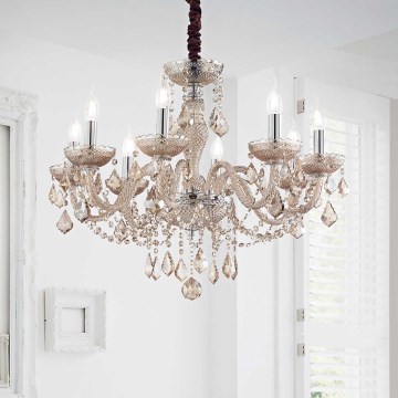 Ideal Lux - Kristalli-ketjukattokruunu ROSE 8xE14/40W/230V halkaisija 78 cm beige