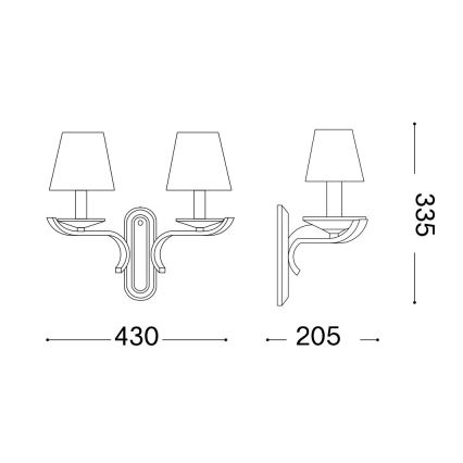Ideal Lux - Kristalli seinä lamppu PEGASO 2xE14/28W/230V kulta