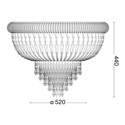 Ideal Lux - Kristallikattovalaisin DUBAI 6xE14/28W/230V halkaisija 52 cm kulta