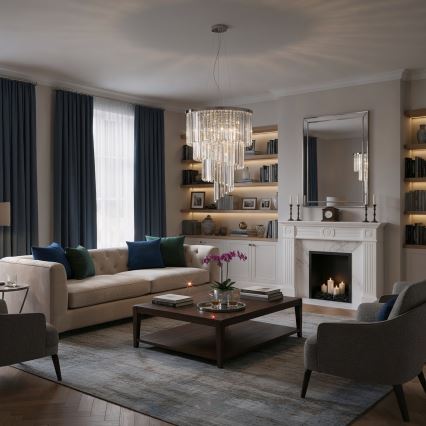 Ideal Lux - Kristallikruunu johdossa CARLTON 12xE14/40W/230V halkaisija 50 cm kiiltävä kromi