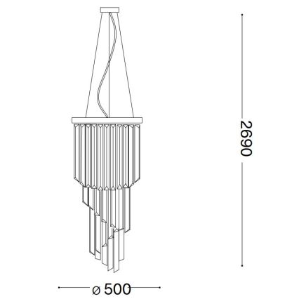 Ideal Lux - Kristallikruunu johdossa CARLTON 12xE14/40W/230V halkaisija 50 cm kiiltävä kromi