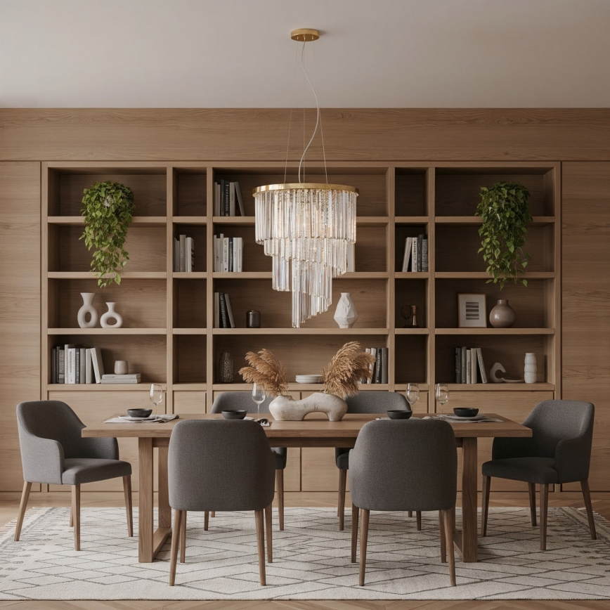 Ideal Lux - Kristallikruunu johdossa CARLTON 12xE14/40W/230V halkaisija 50 cm kulta