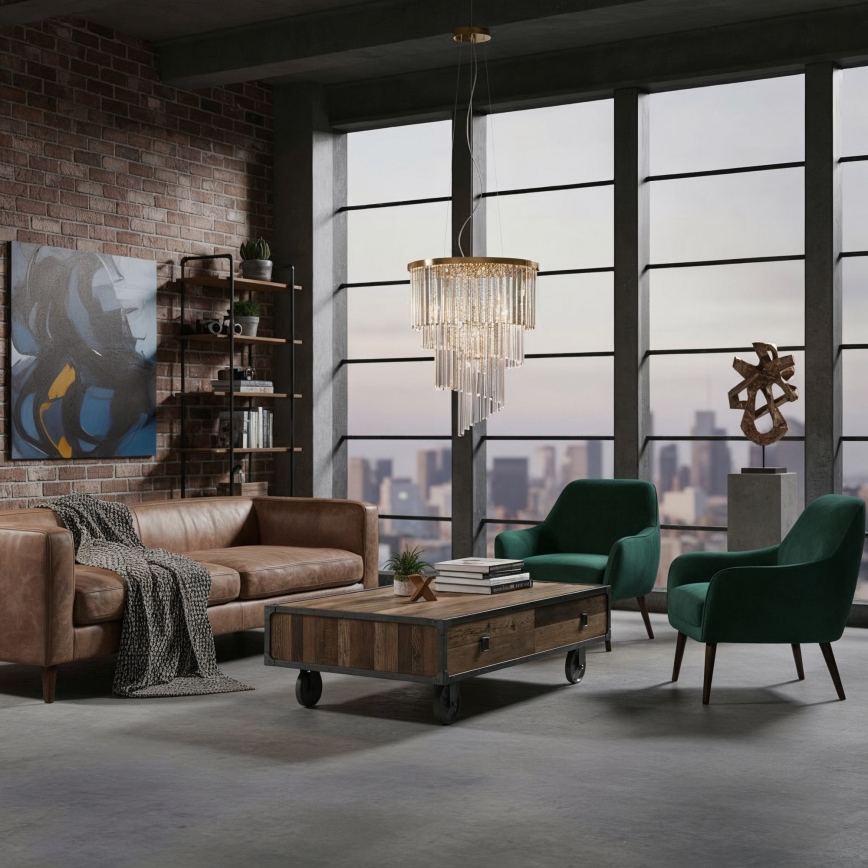 Ideal Lux - Kristallikruunu johdossa CARLTON 12xE14/40W/230V halkaisija 50 cm kulta