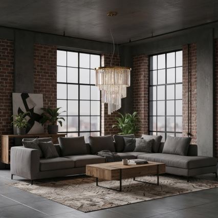 Ideal Lux - Kristallikruunu johdossa CARLTON 12xE14/40W/230V halkaisija 50 cm kulta