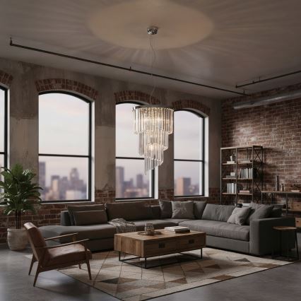 Ideal Lux - Kristallikruunu johdossa CARLTON 8xE14/40W/230V halkaisija 40 cm kiiltävä kromi