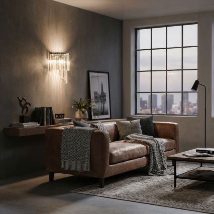 Ideal Lux - Kristalliseinävalaisin CARLTON 3xE14/40W/230V kiiltävä kromi