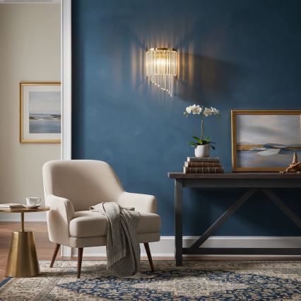 Ideal Lux - Kristalliseinävalaisin CARLTON 3xE14/40W/230V kulta