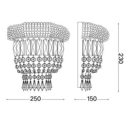 Ideal Lux - Kristalliseinävalaisin DUBAI 2xE14/28W/230V kiiltävä kromi