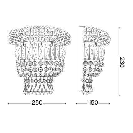 Ideal Lux - Kristalliseinävalaisin DUBAI 2xE14/28W/230V kulta