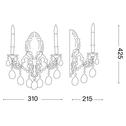 Ideal Lux - Kristalliseinävalaisin GIOCONDA 2xE14/40W/230V hopea