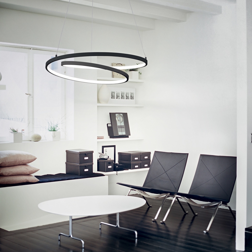 Ideal Lux - LED-himmennettävä riippuvalaisin vaijerilla OZ LED/55W/230V, halkaisija 80 cm, CRI 90, musta