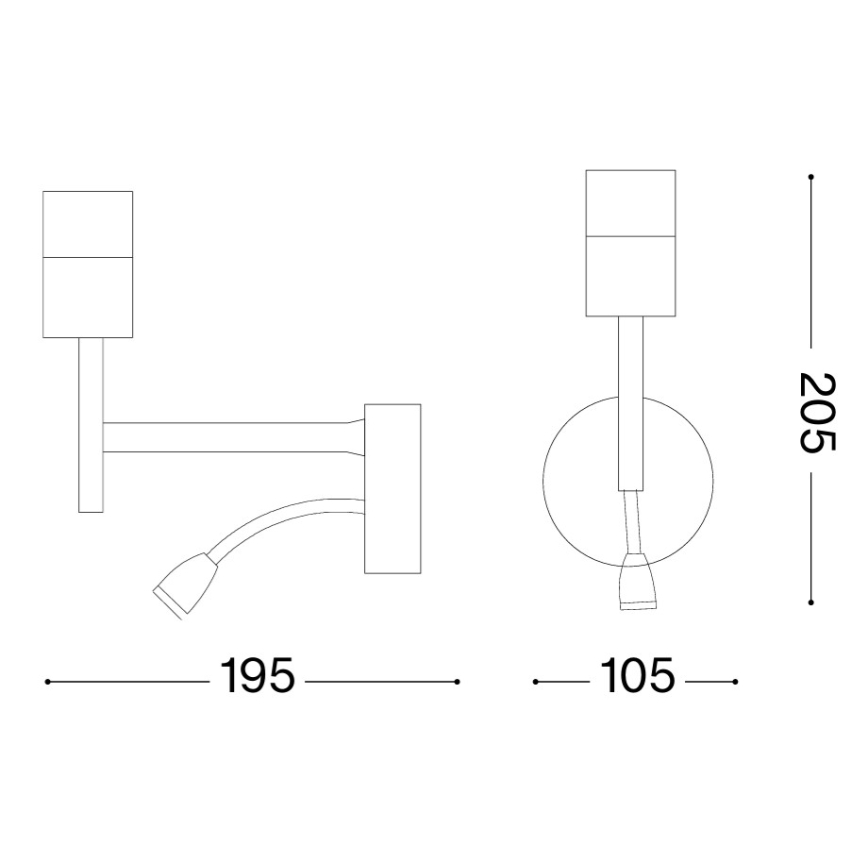 Ideal Lux - LED joustava lamppu asennussarjalla SET 1xE27/42W + LED/3W/230V CRI 90 USB kulta