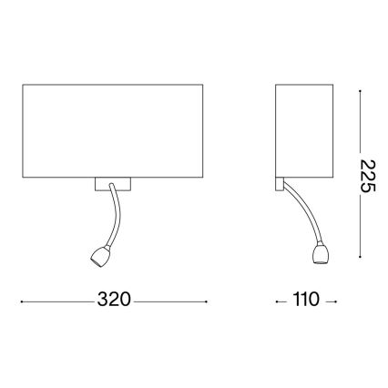 Ideal Lux - LED Joustava seinävalaisin HOTEL 1xE27/60W/230V + LED/1,5W valkoinen