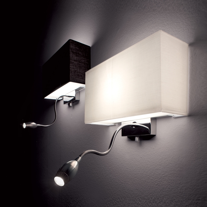 Ideal Lux - LED Joustava seinävalaisin HOTEL 1xE27/60W/230V + LED/1,5W/230V
