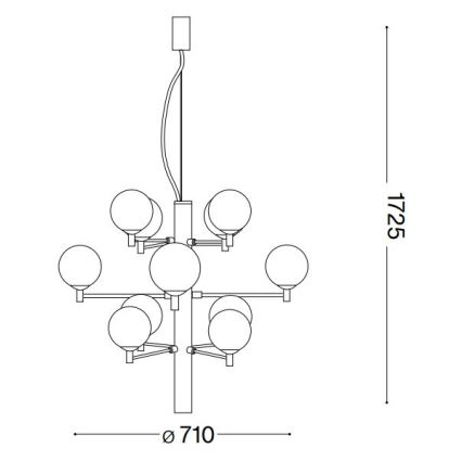 Ideal Lux - LED-kattokruunu johdossa COPERNICO 12xG9/3W/230V halkaisija 71 cm musta