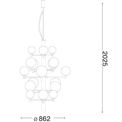 Ideal Lux - LED-kattokruunu johdossa COPERNICO 20xG9/3W/230V halkaisija 86 cm musta