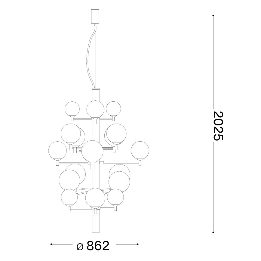Ideal Lux - LED-kattokruunu johdossa COPERNICO 20xG9/3W/230V halkaisija 86 cm musta