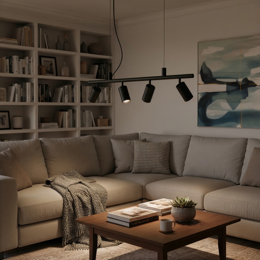 Ideal Lux - LED-kattokruunu johdossa DYNAMITE 4xGU10/7W/230V CRI 90 musta