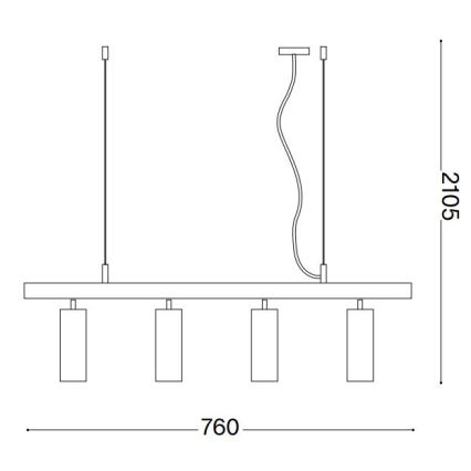 Ideal Lux - LED-kattokruunu johdossa DYNAMITE 4xGU10/7W/230V CRI 90 musta