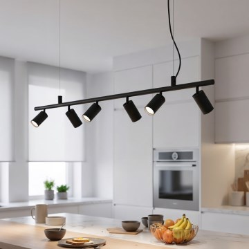 Ideal Lux - LED-kattokruunu johdossa DYNAMITE 6xGU10/7W/230V CRI 90 musta