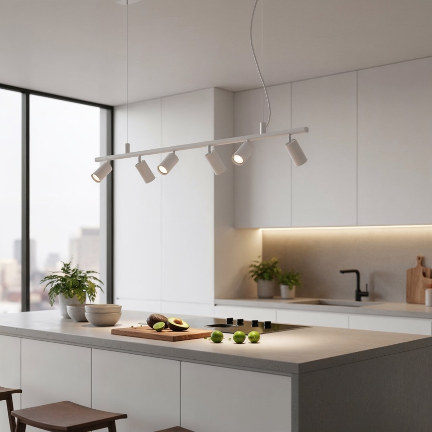 Ideal Lux - LED-kattokruunu johdossa DYNAMITE 6xGU10/7W/230V CRI 90 valkoinen