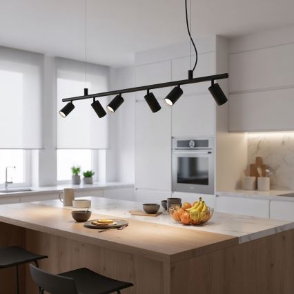 Ideal Lux - LED-kattokruunu johdossa DYNAMITE 6xGU10/7W/230V CRI 90 musta