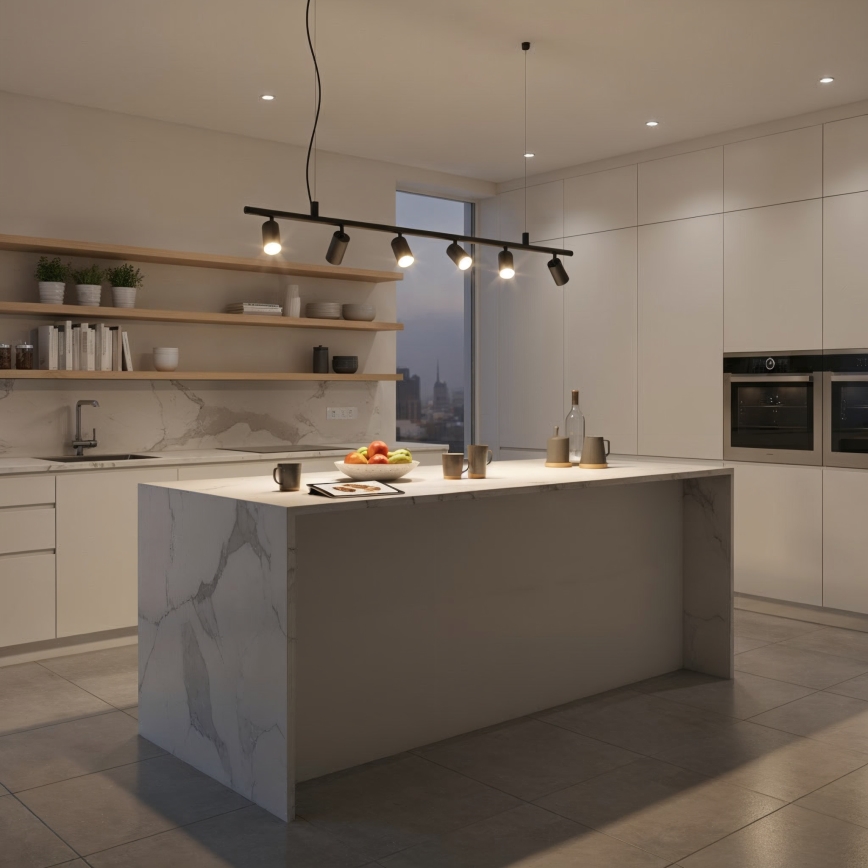 Ideal Lux - LED-kattokruunu johdossa DYNAMITE 6xGU10/7W/230V CRI 90 musta