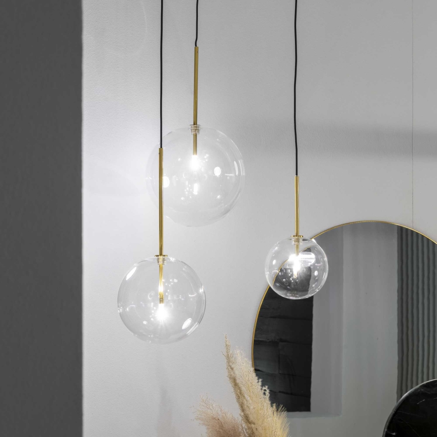 Ideal Lux - LED-kattokruunu johdossa EQUINOXE 1xG4/2W/230V halkaisija 15 cm messinki/läpinäkyvä