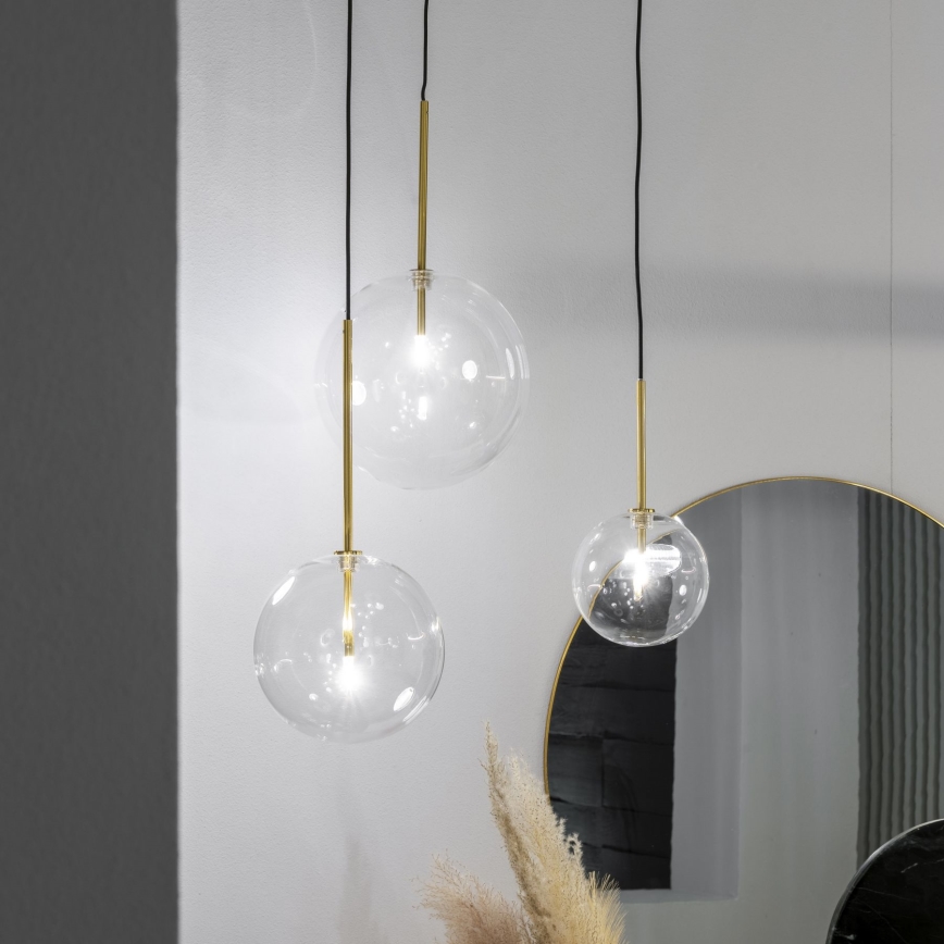 Ideal Lux - LED-kattokruunu johdossa EQUINOXE 1xG4/2W/230V halkaisija 20 cm messinki/läpinäkyvä