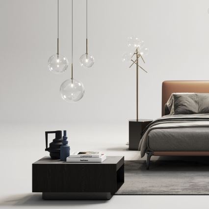 Ideal Lux - LED-kattokruunu johdossa EQUINOXE 1xG4/2W/230V halkaisija 20 cm messinki/läpinäkyvä