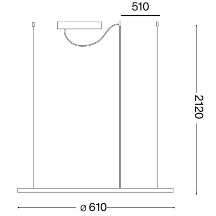 Ideal Lux - LED-kattokruunu johdossa HULAHOOP LED/28W/230V 3000K halkaisija 61 cm CRI 90 valkoinen
