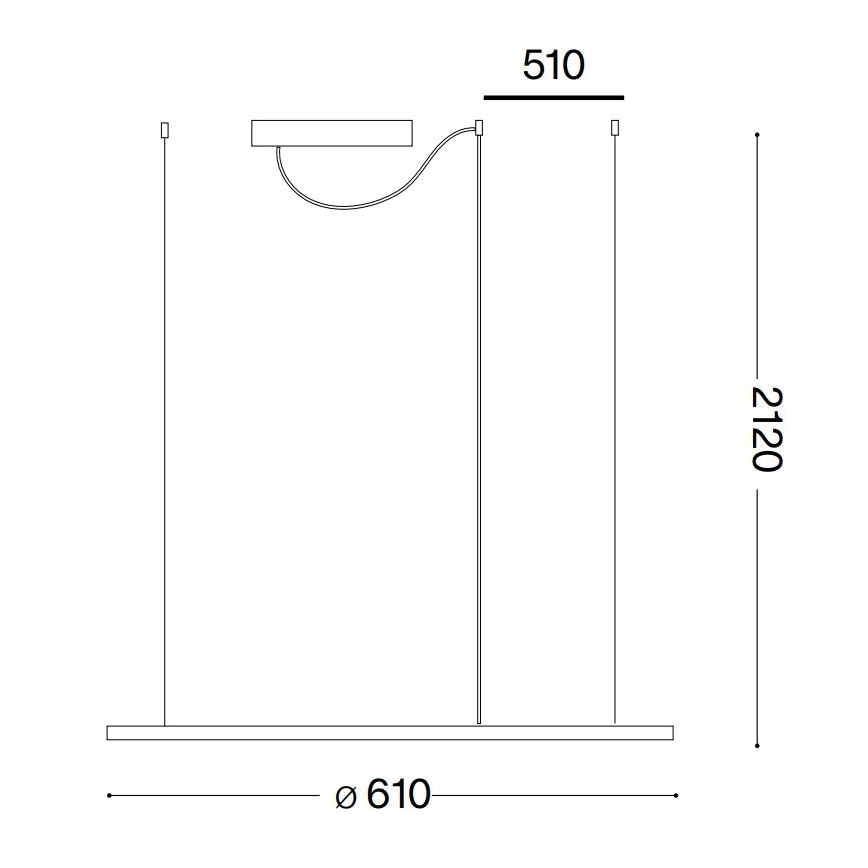 Ideal Lux - LED-kattokruunu johdossa HULAHOOP LED/28W/230V 3000K halkaisija 61 cm CRI 90 valkoinen