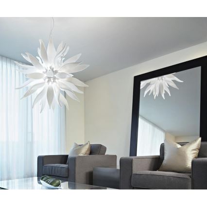 Ideal Lux - LED-kattokruunu johdossa LEAVES 12xG9/3W/230V halkaisija 80 cm valkoinen