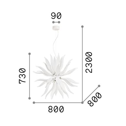 Ideal Lux - LED-kattokruunu johdossa LEAVES 12xG9/3W/230V halkaisija 80 cm valkoinen