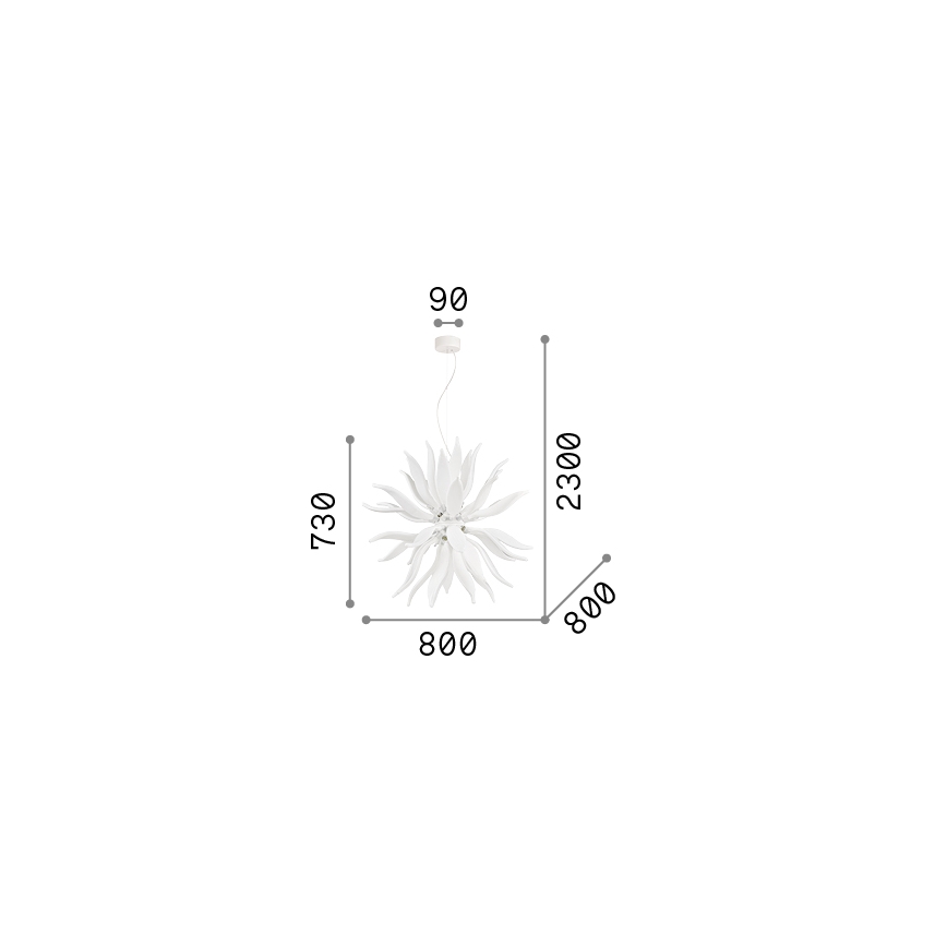 Ideal Lux - LED-kattokruunu johdossa LEAVES 12xG9/3W/230V halkaisija 80 cm valkoinen