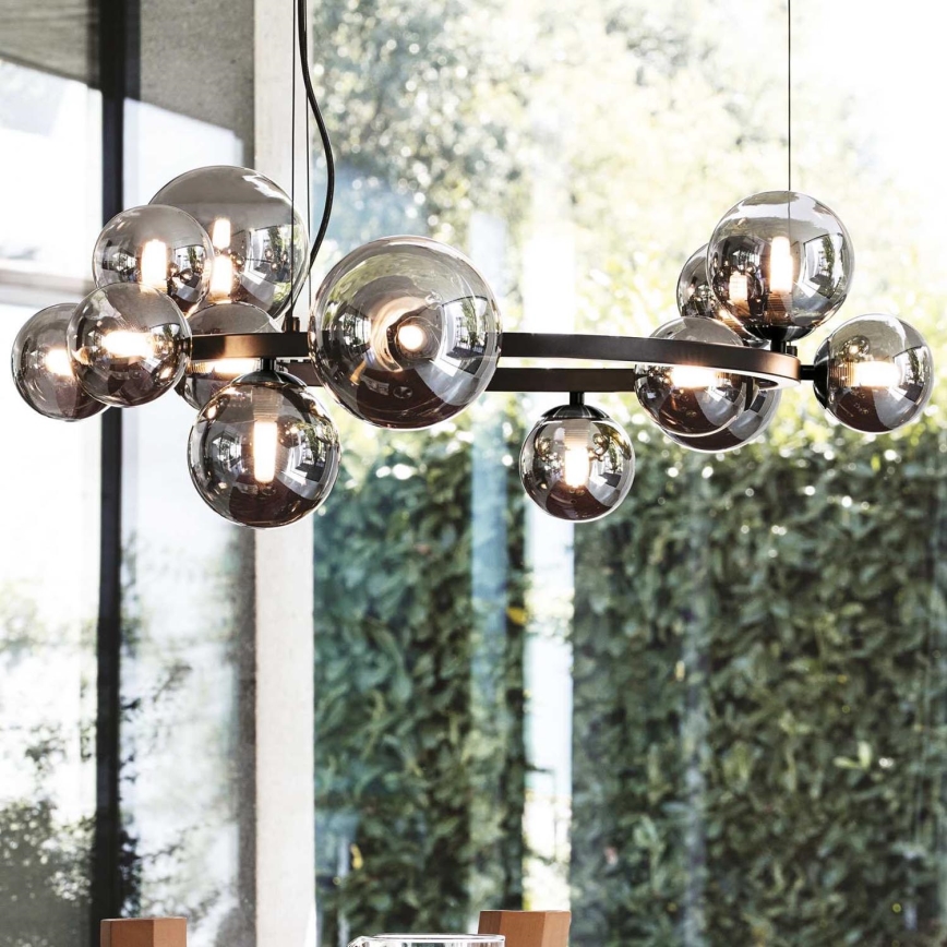 Ideal Lux - LED-kattokruunu johdossa PERLAGE 11xG9/3W/230V halkaisija 73 cm musta/savuinen