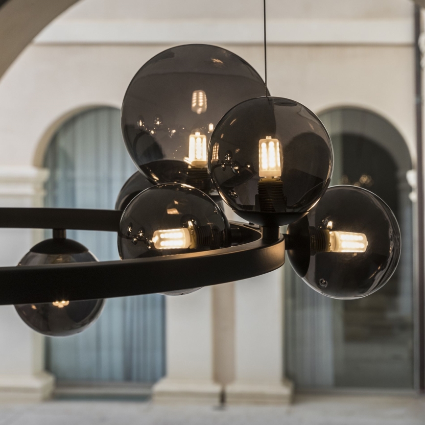 Ideal Lux - LED-kattokruunu johdossa PERLAGE 11xG9/3W/230V halkaisija 73 cm musta/savuinen