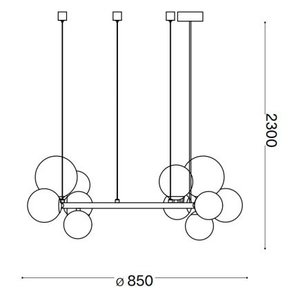 Ideal Lux - LED-kattokruunu johdossa PERLAGE 14xG9/3W/230V halkaisija 85 cm kulta/savuinen