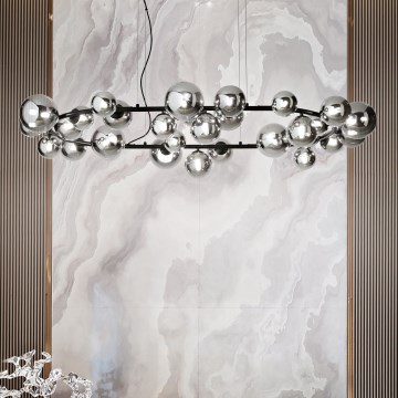 Ideal Lux - LED-kattokruunu johdossa PERLAGE 30xG9/3W/230V 143 cm musta/savuinen