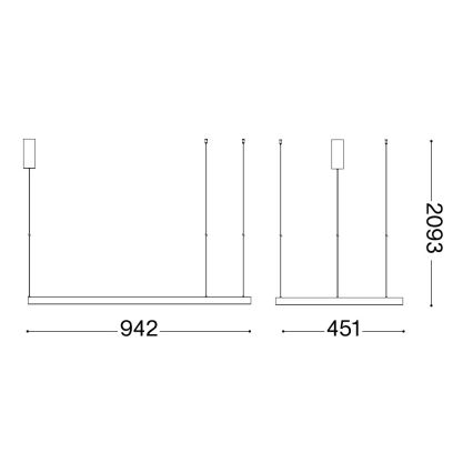 Ideal Lux - LED-kattokruunu johdossa WAVES LED/37W/230V CRI 90 musta