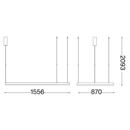Ideal Lux - LED-kattokruunu johdossa WAVES LED/54W/230V CRI 90 messinki